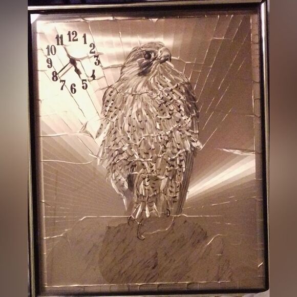 Vintage Peregrine Falcon Artwork with Clock by Michael B. Shawdy” - Picture 3 of 9